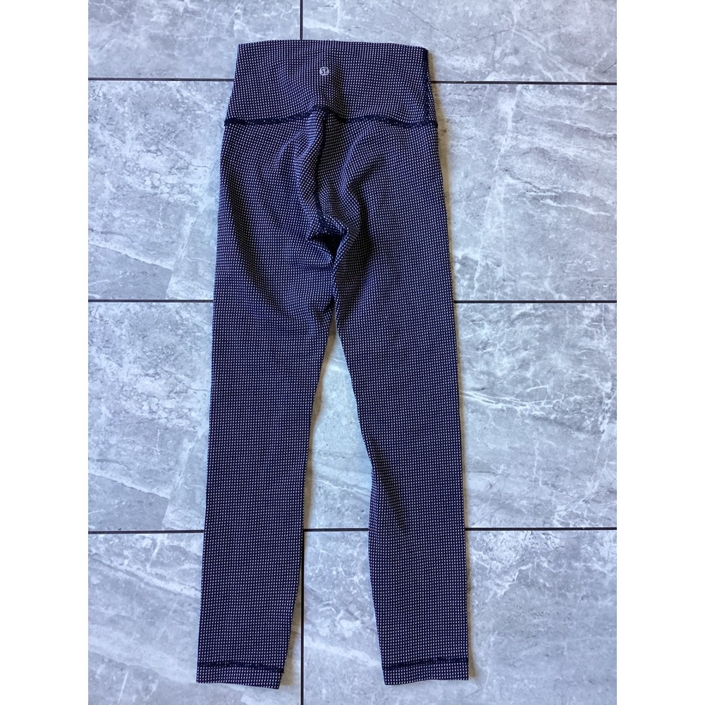 Lululemon High Rise Leggings Size 4 Navy White Dot Pattern Yoga Pants 1726